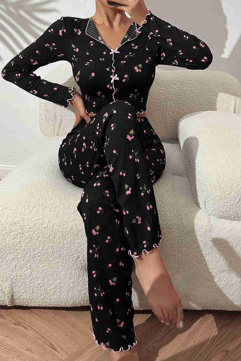 Merry See Baskılı Özel Kumaş Pijama Takımı Siyah - görsel 3