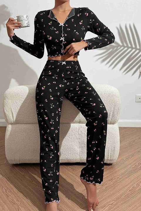 Merry See Baskılı Özel Kumaş Pijama Takımı Siyah - görsel 4