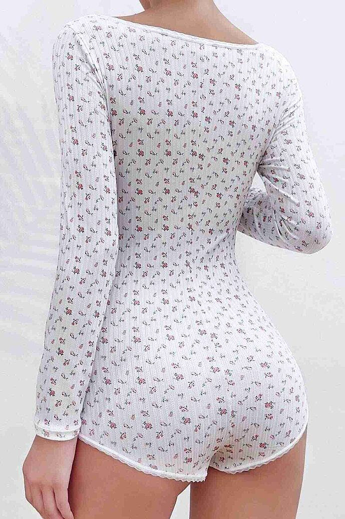 Merry See Çiçek Desenli Tasarım Tulum Gecelik Body Çok Renkli - görsel 2