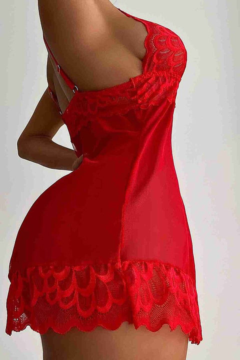 Merry See Dantel Babydoll Gecelik Takım Kırmızı - görsel 4