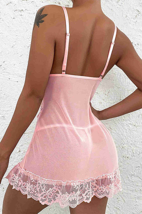 Merry See Dantel Gecelik Babydoll İç giyim Pembe - görsel 7