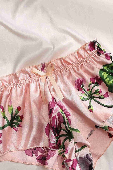 Merry See Dantel Büstiyerli Çiçekli Sütyen Şort Pijama Takımı Çok Renkli - görsel 5