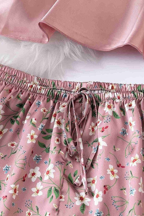 Merry See Dantel İşlemeli Çiçek Desenli Şort Pijama Takımı Pembe - görsel 4