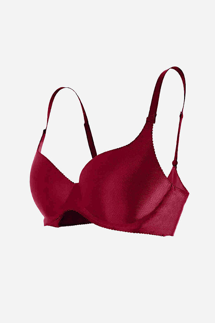 Merry See Dikişsiz Balensiz Lazer Kesim izbırakmaz Görünmez Push Up Sütyen Bordo - görsel 5