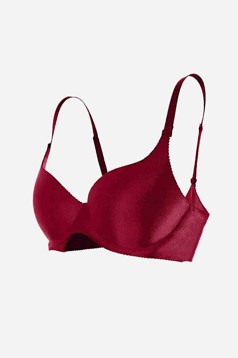 Merry See Dikişsiz Balensiz Lazer Kesim izbırakmaz Görünmez Push Up Sütyen Bordo - görsel 5