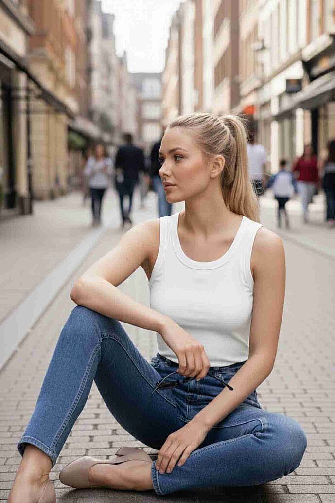Merry See Düz Renk Kadın Kolsuz Bluz Crop Top Beyaz - görsel 4