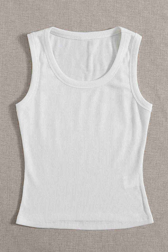 Merry See Düz Renk Kadın Kolsuz Bluz Crop Top Beyaz - görsel 7