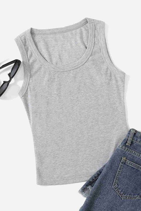 Merry See Düz Renk Kadın Kolsuz Bluz Crop Top Gri - görsel 5