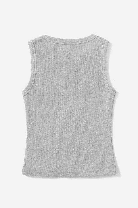 Merry See Düz Renk Kadın Kolsuz Bluz Crop Top Gri - görsel 6