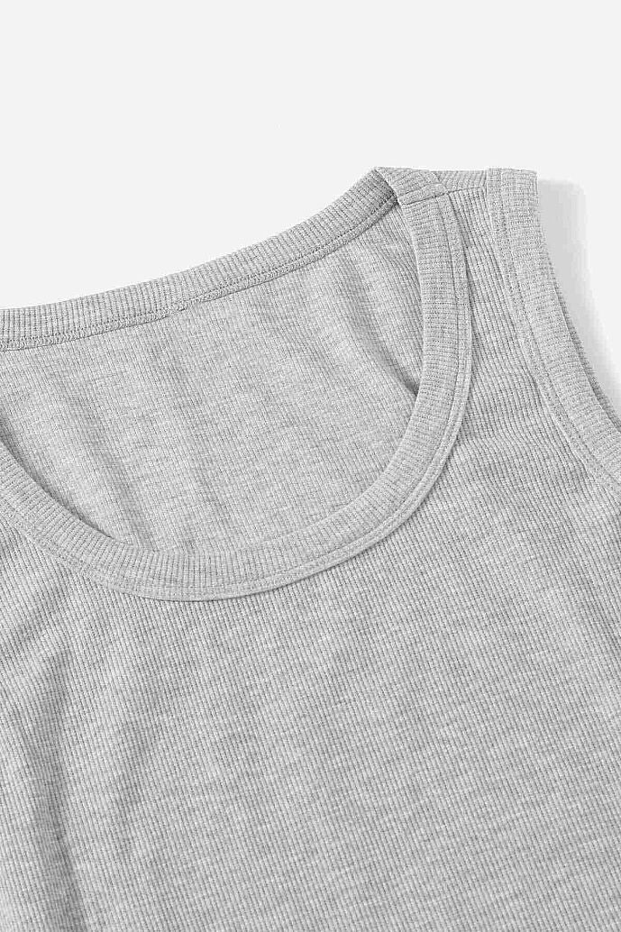 Merry See Düz Renk Kadın Kolsuz Bluz Crop Top Gri - görsel 7