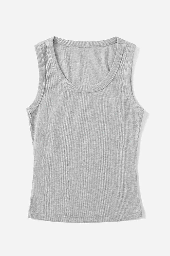 Merry See Düz Renk Kadın Kolsuz Bluz Crop Top Gri - görsel 8