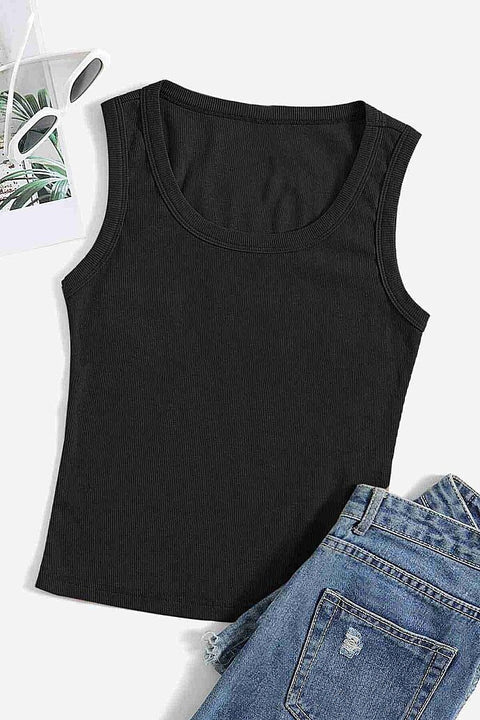 Merry See Düz Renk Kadın Kolsuz Bluz Crop Top Siyah - görsel 5