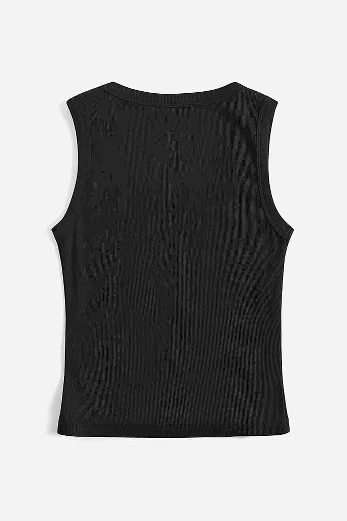 Merry See Düz Renk Kadın Kolsuz Bluz Crop Top Siyah - görsel 6