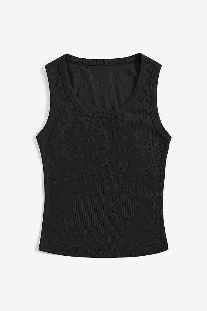 Merry See Düz Renk Kadın Kolsuz Bluz Crop Top Siyah - görsel 7