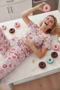 Merry See Kısa Kollu Alt Uzun Donut Baskılı Pijama Takımı Çok Renkli - görsel 1