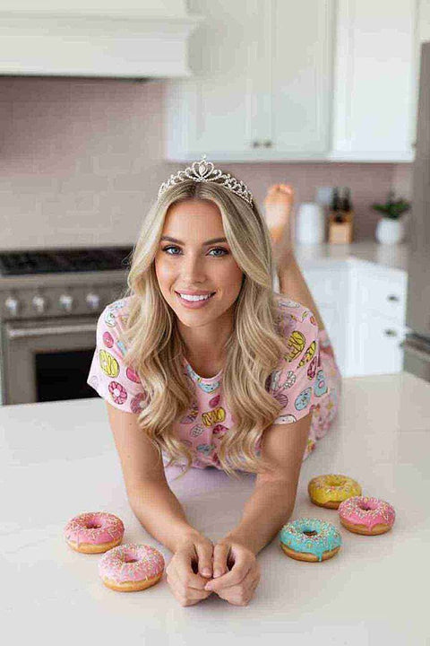 Merry See Kısa Kollu Alt Uzun Donut Baskılı Pijama Takımı Çok Renkli - görsel 4