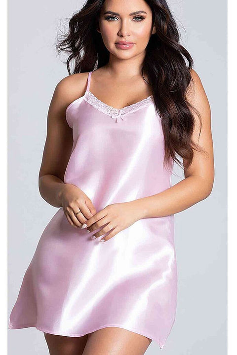 Merry See Kısa Saten Gecelik Pembe - görsel 1