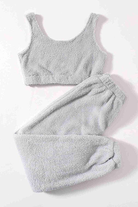 Merry See Kolsuz Askılı Peluş Polar Alt Üst Pijama Takımı Gri - görsel 2