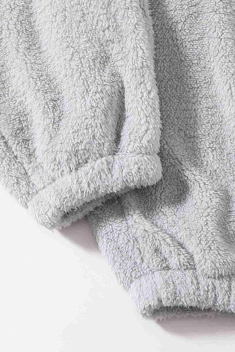 Merry See Kolsuz Askılı Peluş Polar Alt Üst Pijama Takımı Gri - görsel 4