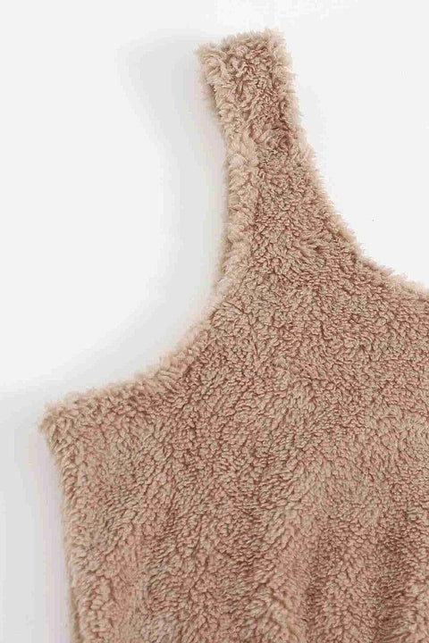 Merry See Kolsuz Askılı Peluş Polar Alt Üst Pijama Takımı Kahverengi - görsel 4