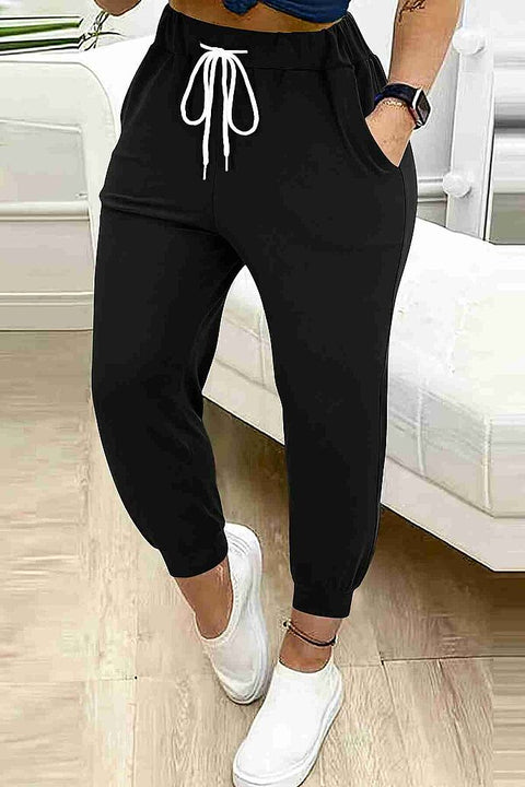 Merry See Lastik Paça Yüksek Bel Cepli Eşofman Altı Jogger Siyah - görsel 1