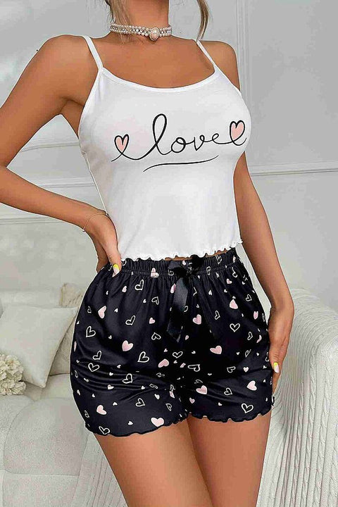 Merry See Love Kalp Baskılı Şortlu Pijama Takımı Çok Renkli - görsel 3