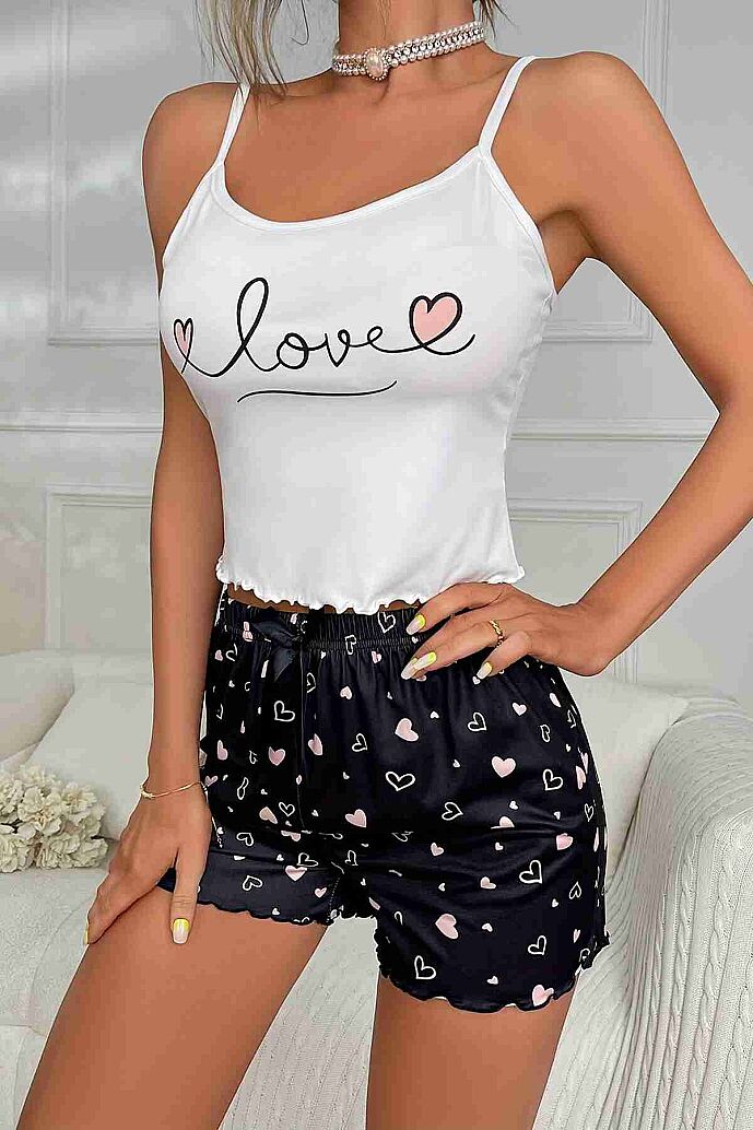 Merry See Love Kalp Baskılı Şortlu Pijama Takımı Çok Renkli - görsel 4