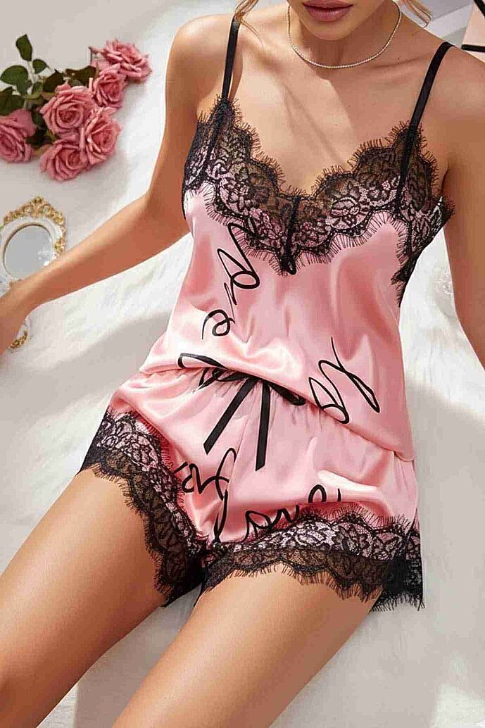 Merry See Love Kalp Baskılı Şortlu Pijama Takımı Pembe - görsel 1