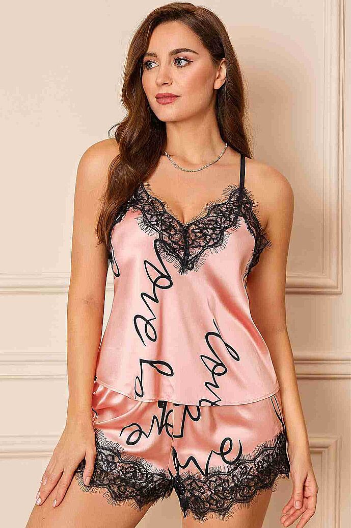 Merry See Love Kalp Baskılı Şortlu Pijama Takımı Pembe - görsel 2