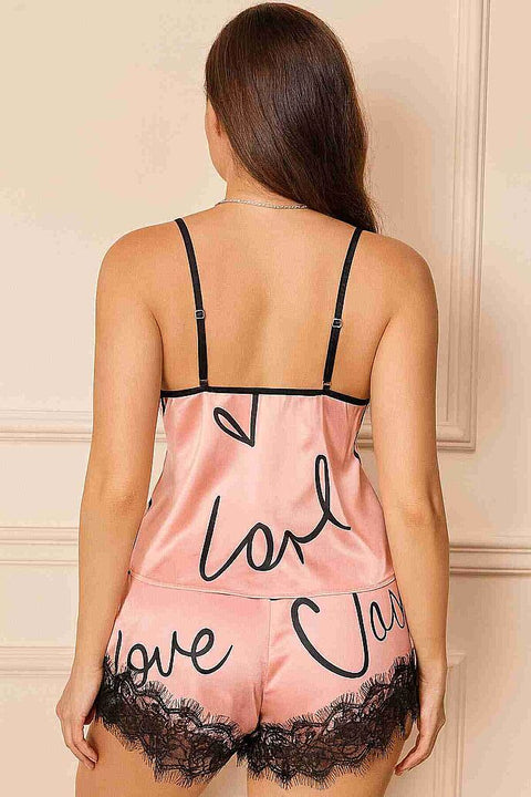 Merry See Love Kalp Baskılı Şortlu Pijama Takımı Pembe - görsel 3