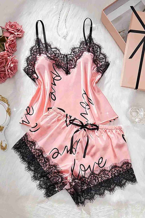 Merry See Love Kalp Baskılı Şortlu Pijama Takımı Pembe - görsel 4