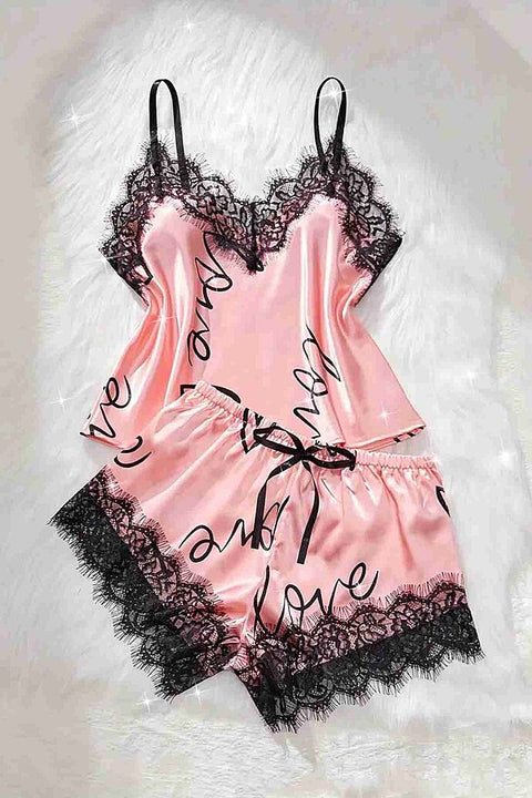 Merry See Love Kalp Baskılı Şortlu Pijama Takımı Pembe - görsel 6