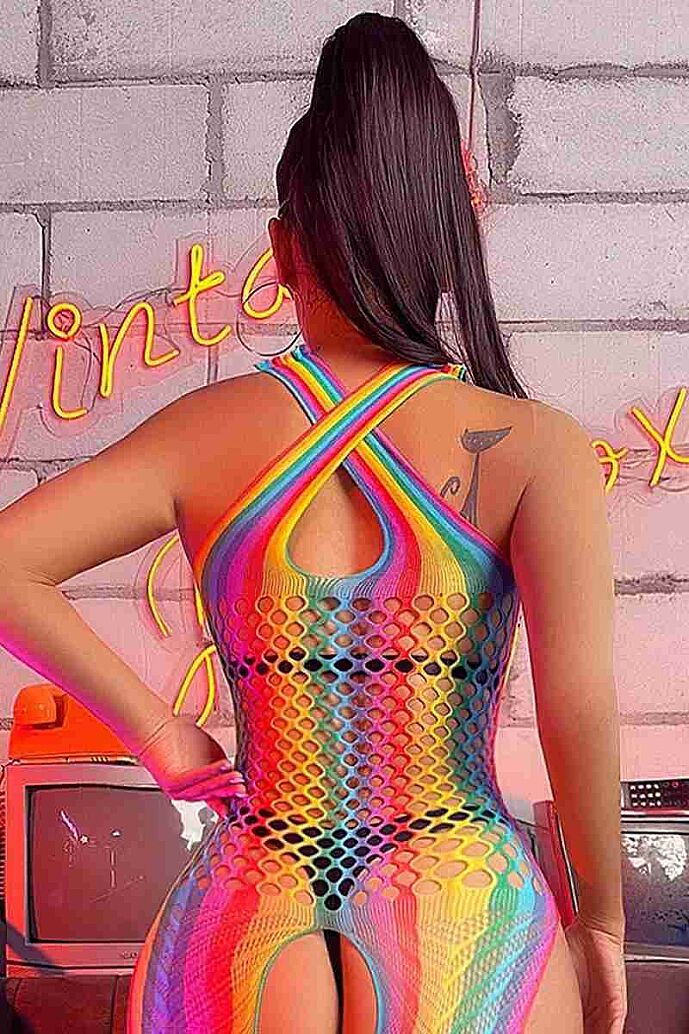 Merry See Neon Renkli Fantezi Vücut Çorabı Çok Renkli - görsel 4