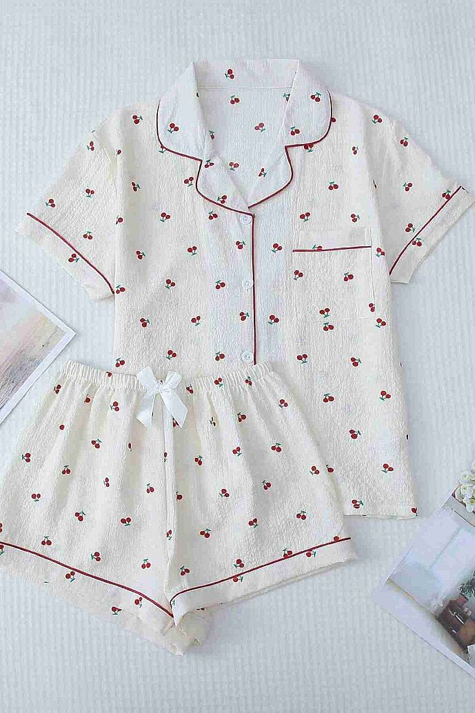 Merry See Özel Örme Kumaş Baskılı Kısa Kollu Şortlu Pijama Takımı Çok Renkli - görsel 1