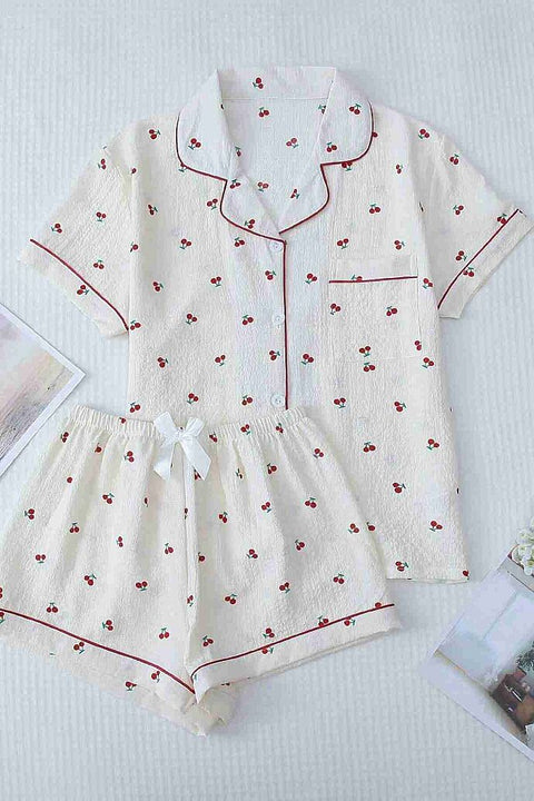Merry See Özel Örme Kumaş Baskılı Kısa Kollu Şortlu Pijama Takımı Çok Renkli - görsel 1