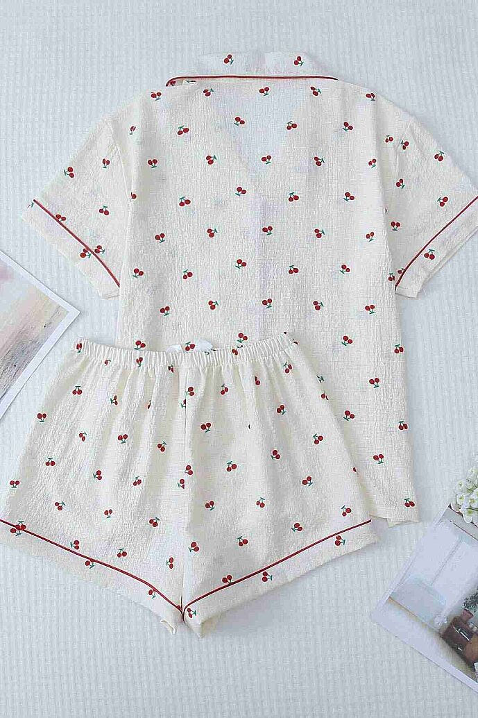 Merry See Özel Örme Kumaş Baskılı Kısa Kollu Şortlu Pijama Takımı Çok Renkli - görsel 2