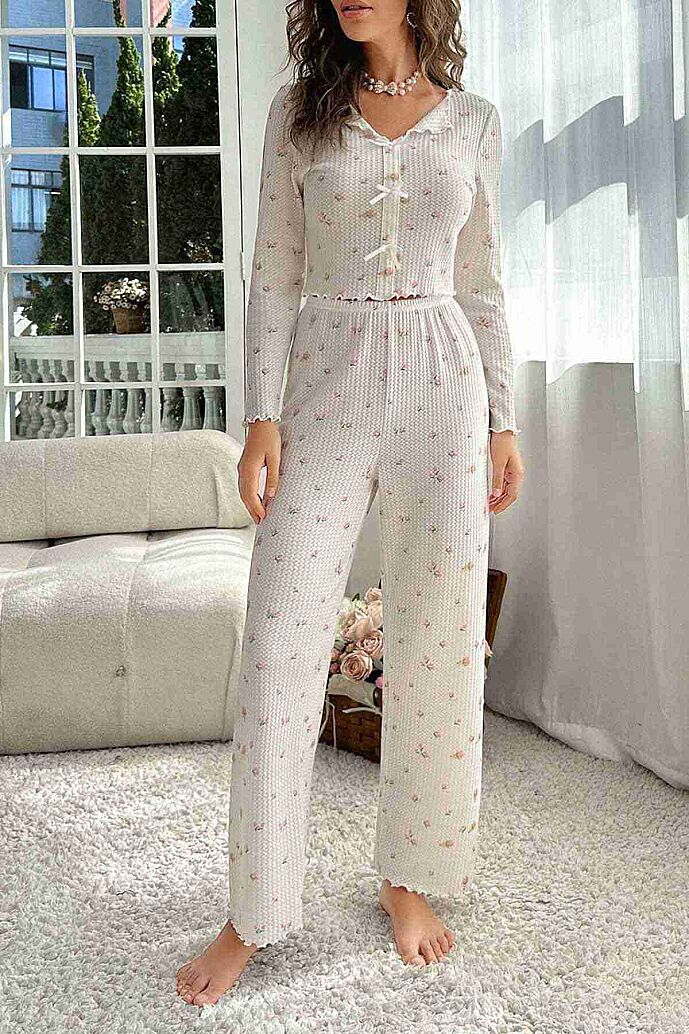 Merry See Özel Örme Kumaş Baskılı Uzun Kollu Pijama Takımı Çok Renkli - görsel 3