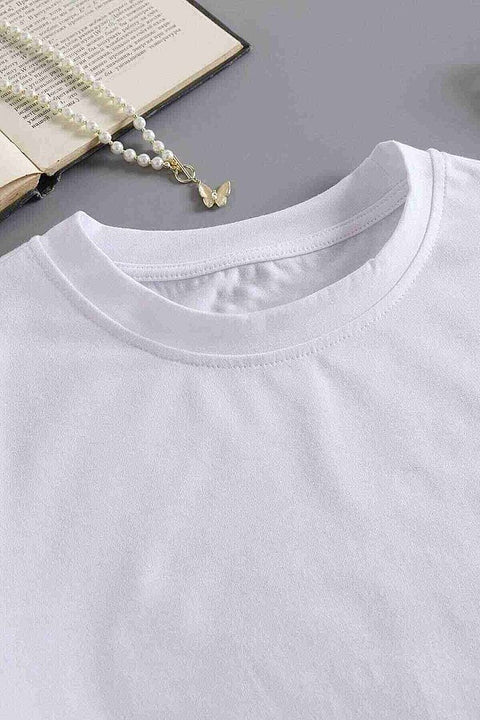 Merry See Pamuklu Yumuşak Dokulu Kısa Kol Bisiklet Yaka Bluz Crop Beyaz - görsel 6