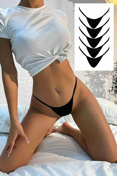 Merry See Siyah lastikli Tanga Seti 5 li Paket Siyah - görsel 1