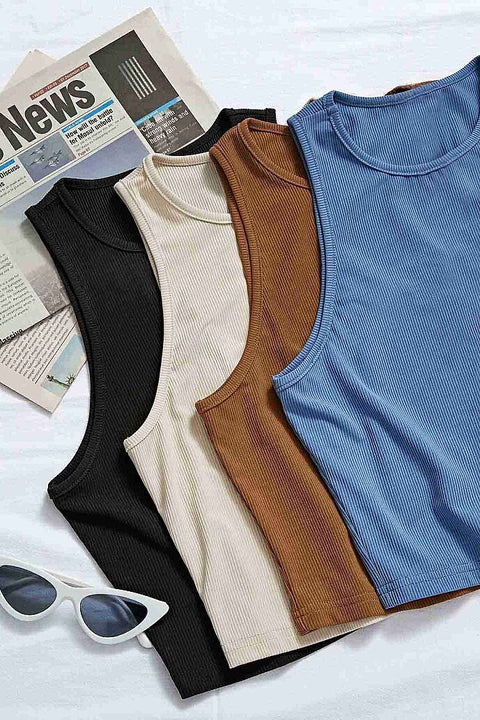 Merry See Tek Renk 1 Adet Kadın Kolsuz Örme Kumaş Bluz Crop Mavi - görsel 6