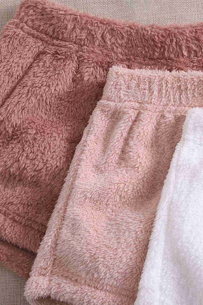 Merry See Tek Renk 1 Takım Kolsuz Askılı Peluş Polar Alt Üst Şortlu Pijama Takımı Pembe Açık - görsel 3