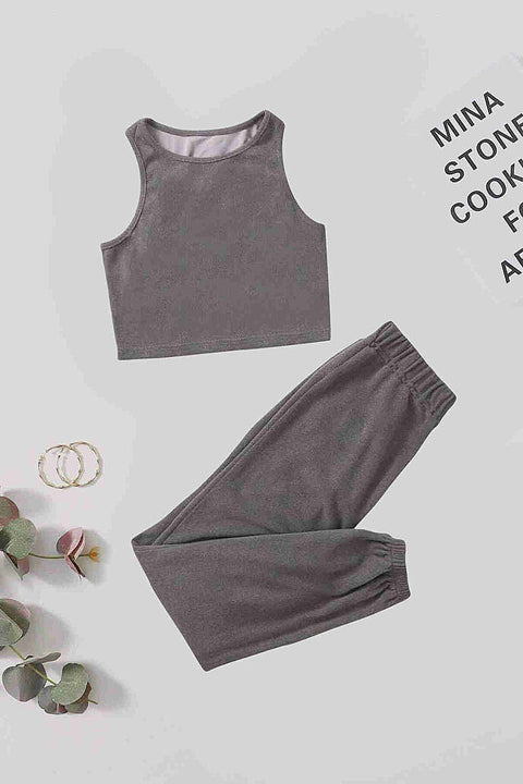 Merry See Tek Renk 1 Takım Kolsuz Cepsiz Polarlı Alt Üst Pijama Takımı Gri - görsel 2