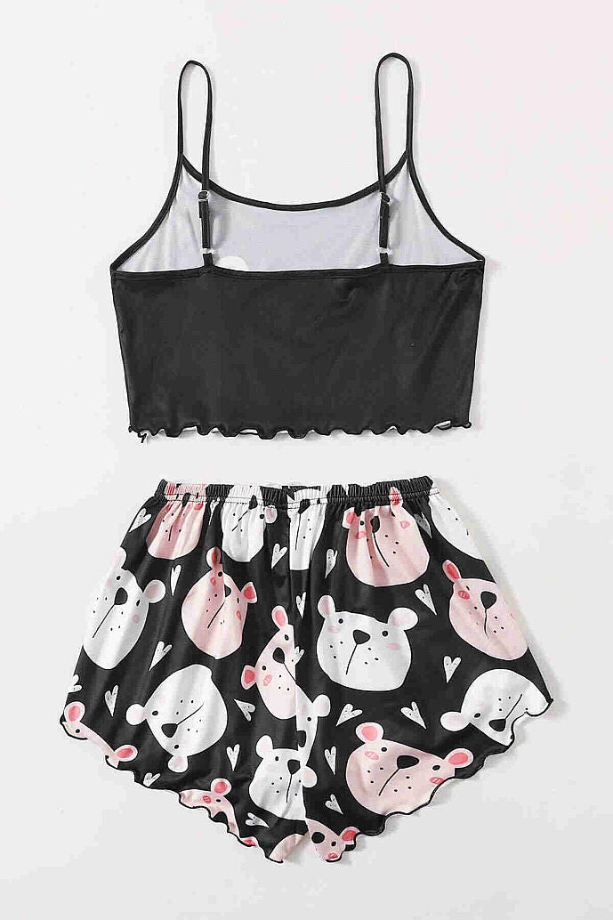 Merry See Uyuyan Ayıcık Basklı Ultrasoft Askılı Sortlu Pijama Takımı Çok Renkli - görsel 6