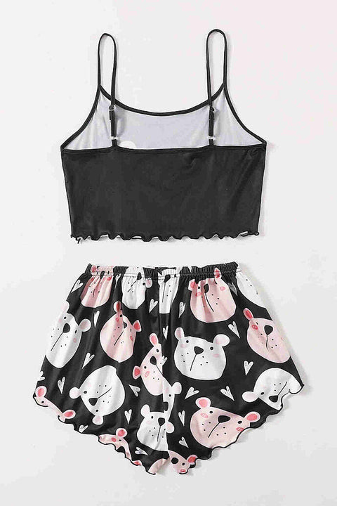 Merry See Uyuyan Ayıcık Basklı Ultrasoft Askılı Sortlu Pijama Takımı Çok Renkli - görsel 6