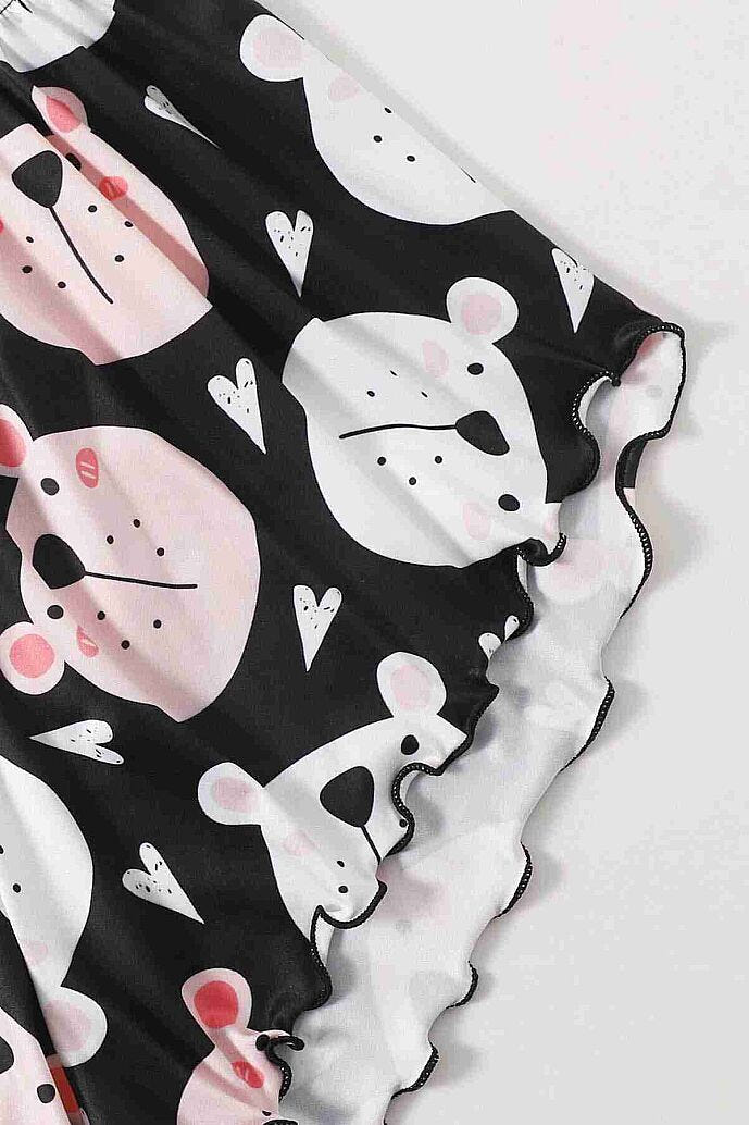 Merry See Uyuyan Ayıcık Basklı Ultrasoft Askılı Sortlu Pijama Takımı Çok Renkli - görsel 8