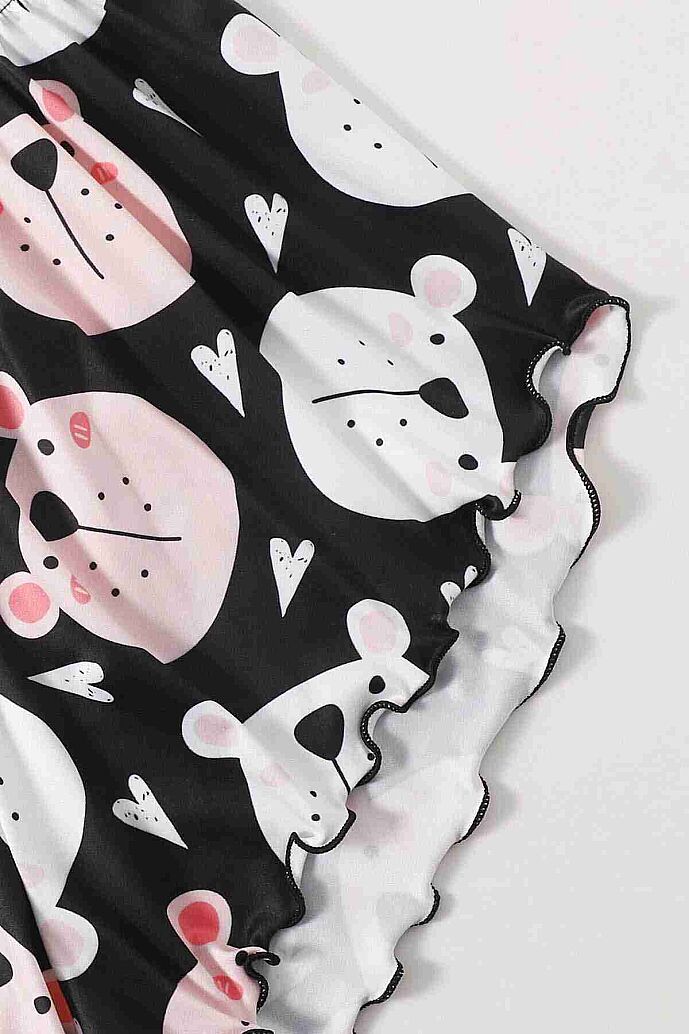 Merry See Uyuyan Ayıcık Basklı Ultrasoft Askılı Sortlu Pijama Takımı Çok Renkli - görsel 8