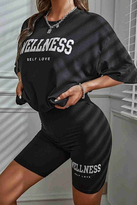 Merry See WELLNESS Baskılı Soft Kısa Kollu Şortlu Alt Üst Takımı Siyah - görsel 6
