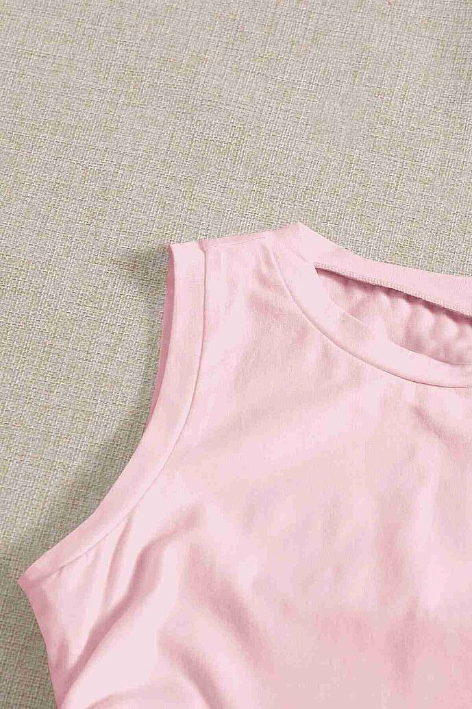 Merry See Yanları Büzgülü Kolsuz Bluz Crop Top Atlet Pembe - görsel 3