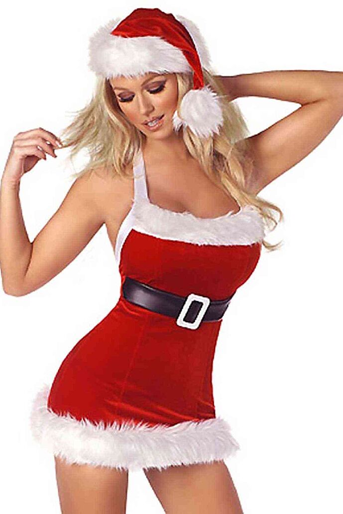 Merry See Kadife Yılbaşı Kız Kostümü Şapkalı - görsel 1
